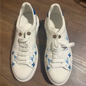 Louis Vuitton White Sneakers with Blue Details